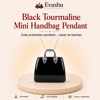 Natural Black Tourmaline Mini Handbag Pendant for Grounding