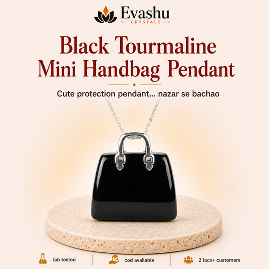 Natural Black Tourmaline Mini Handbag Pendant for Grounding