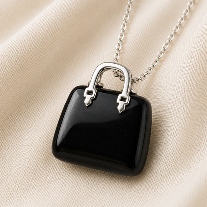 Natural Black Tourmaline Mini Handbag Pendant for Grounding