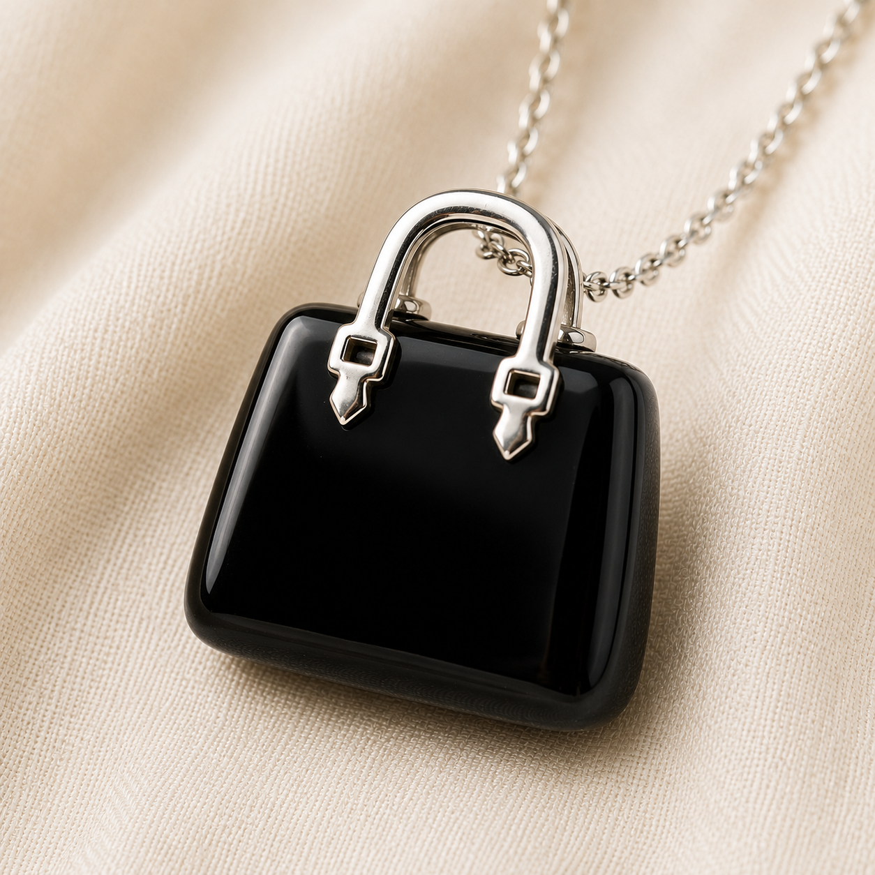 Natural Black Tourmaline Mini Handbag Pendant for Grounding