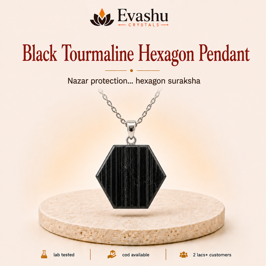 Natural Black Tourmaline Hexagon Pendant for Protection