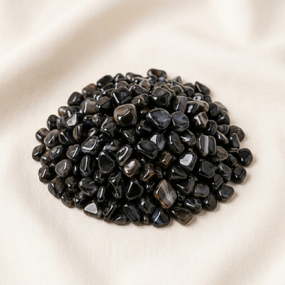 Natural Black Agate Crystal Chips for Grounding