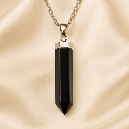 Natural Black Obsidian Pencil Pendant for Protection