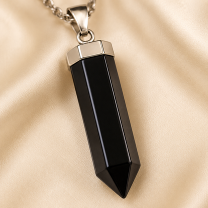 Natural Black Obsidian Pencil Pendant for Protection