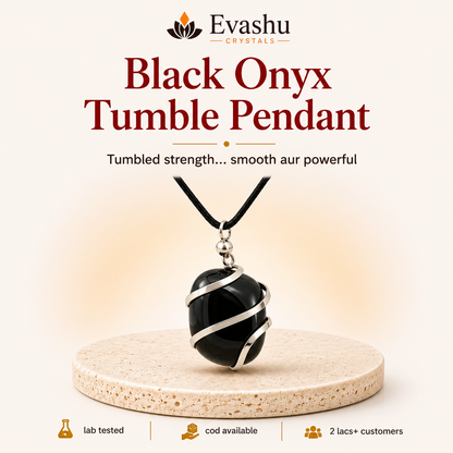 Natural Black Onyx Tumble Pendant for Strength