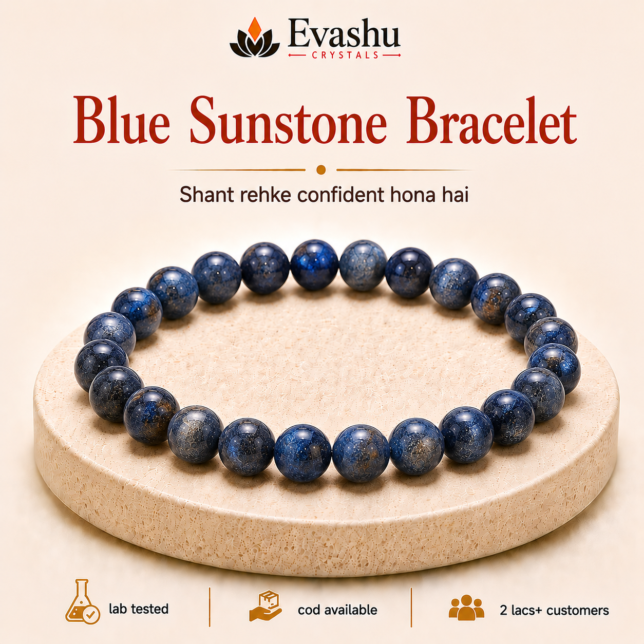 Natural Sunstone & Blue Sunstone Bracelet for Positivity