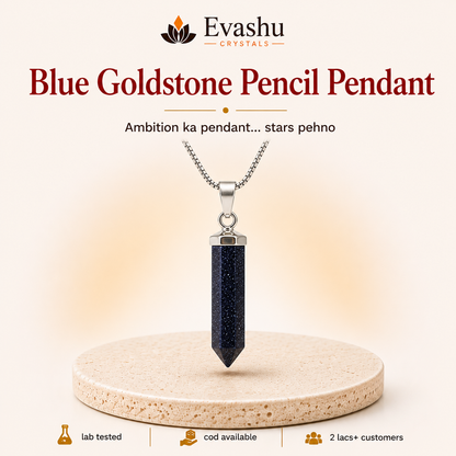 Blue Goldstone Pencil Pendant for Positivity