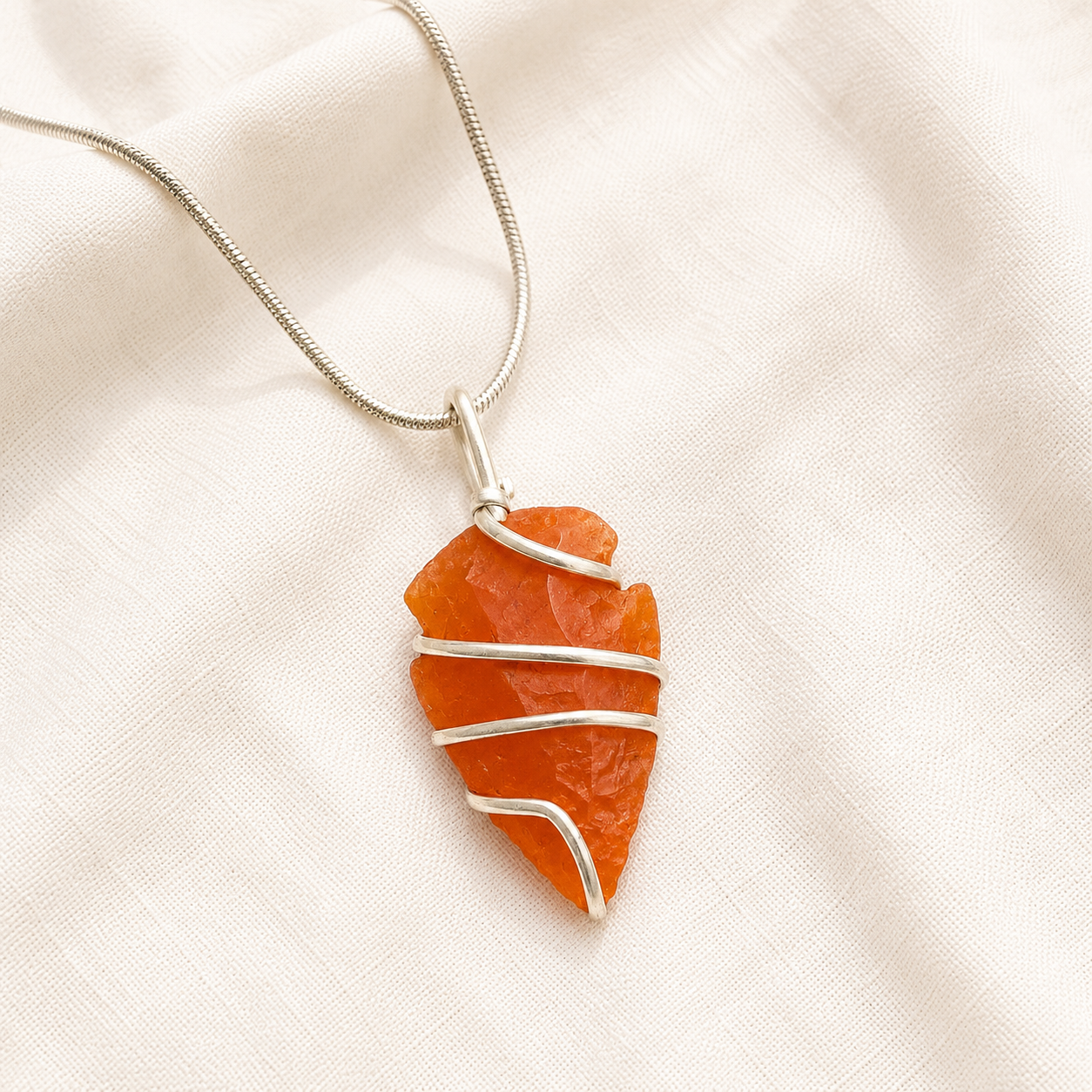 Natural Carnelian Arrowhead Pendant for Courage