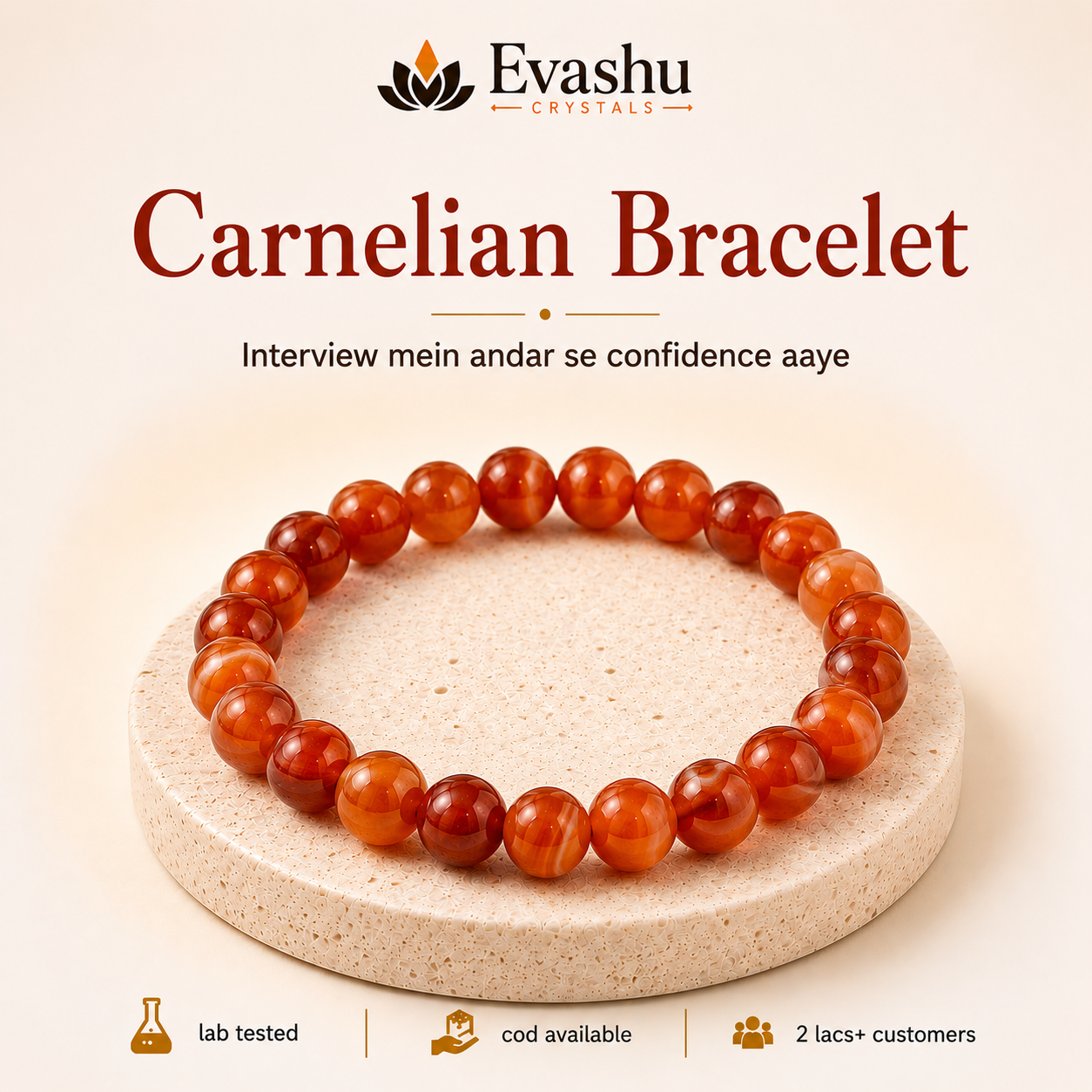 Natural Carnelian 8mm Bracelet for Motivation