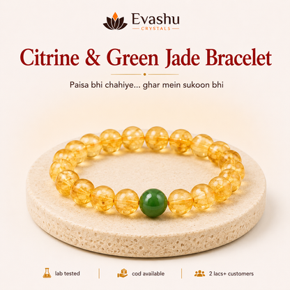 Natural Citrine & Green Jade Bracelet Set for Abundance