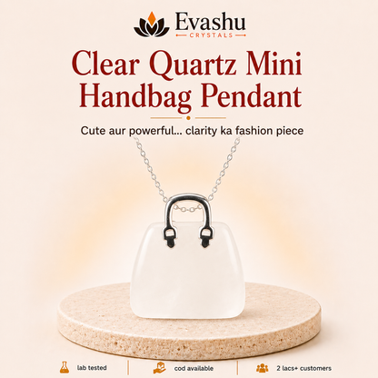 Natural Clear Quartz Mini Handbag Pendant for Focus