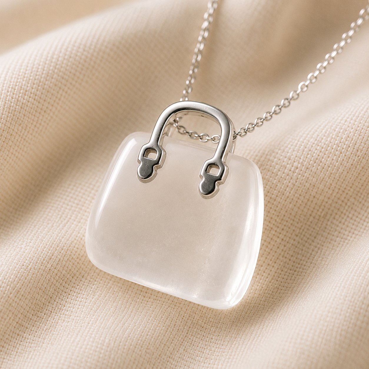 Natural Clear Quartz Mini Handbag Pendant for Focus