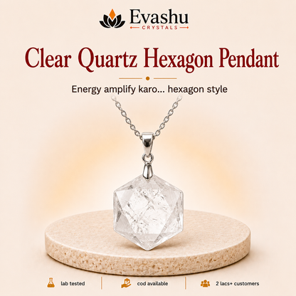 Natural Clear Quartz Hexagon Pendant for Clarity