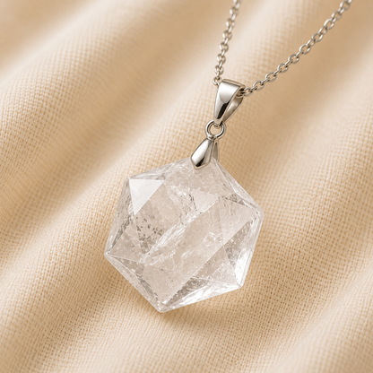 Natural Clear Quartz Hexagon Pendant for Clarity