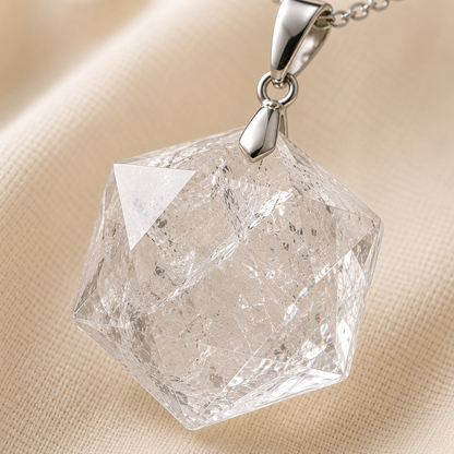 Natural Clear Quartz Hexagon Pendant for Clarity