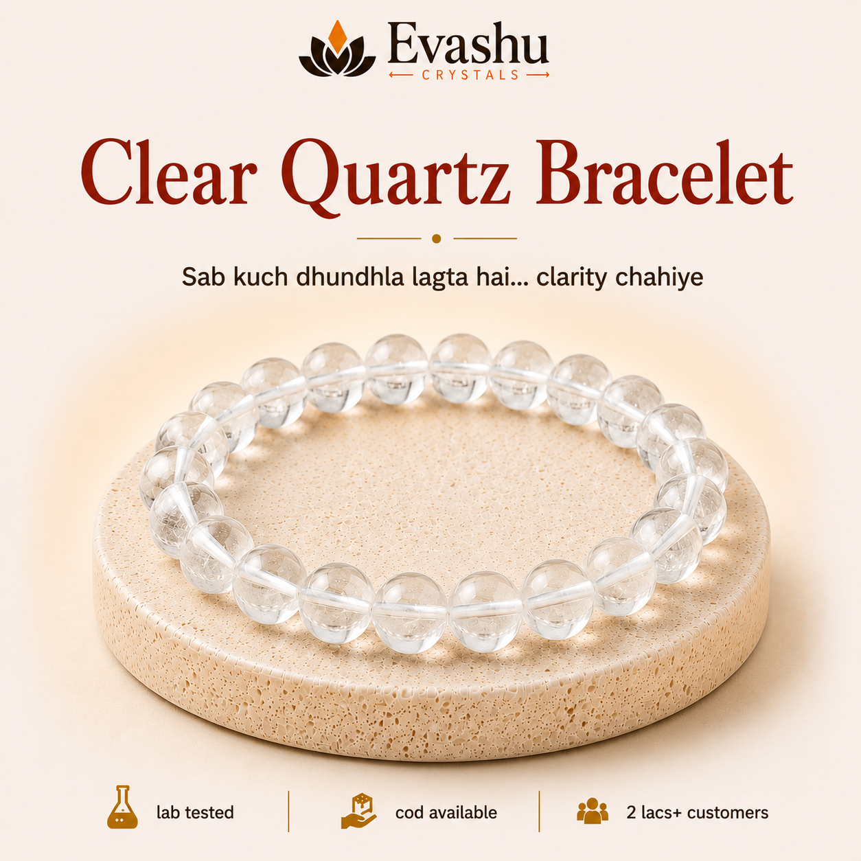 Natural Clear Quartz 8mm Bracelet for Clarity