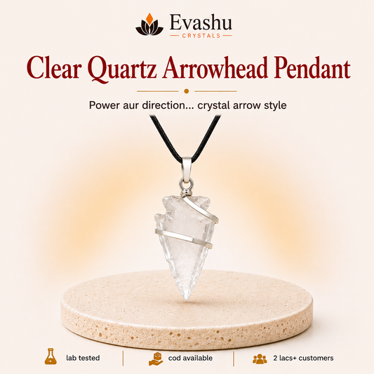 Natural Clear Quartz Arrowhead Pendant for Focus