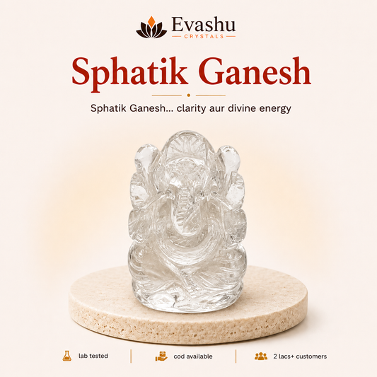 Natural Clear Quartz Ganesh Ring for Focus