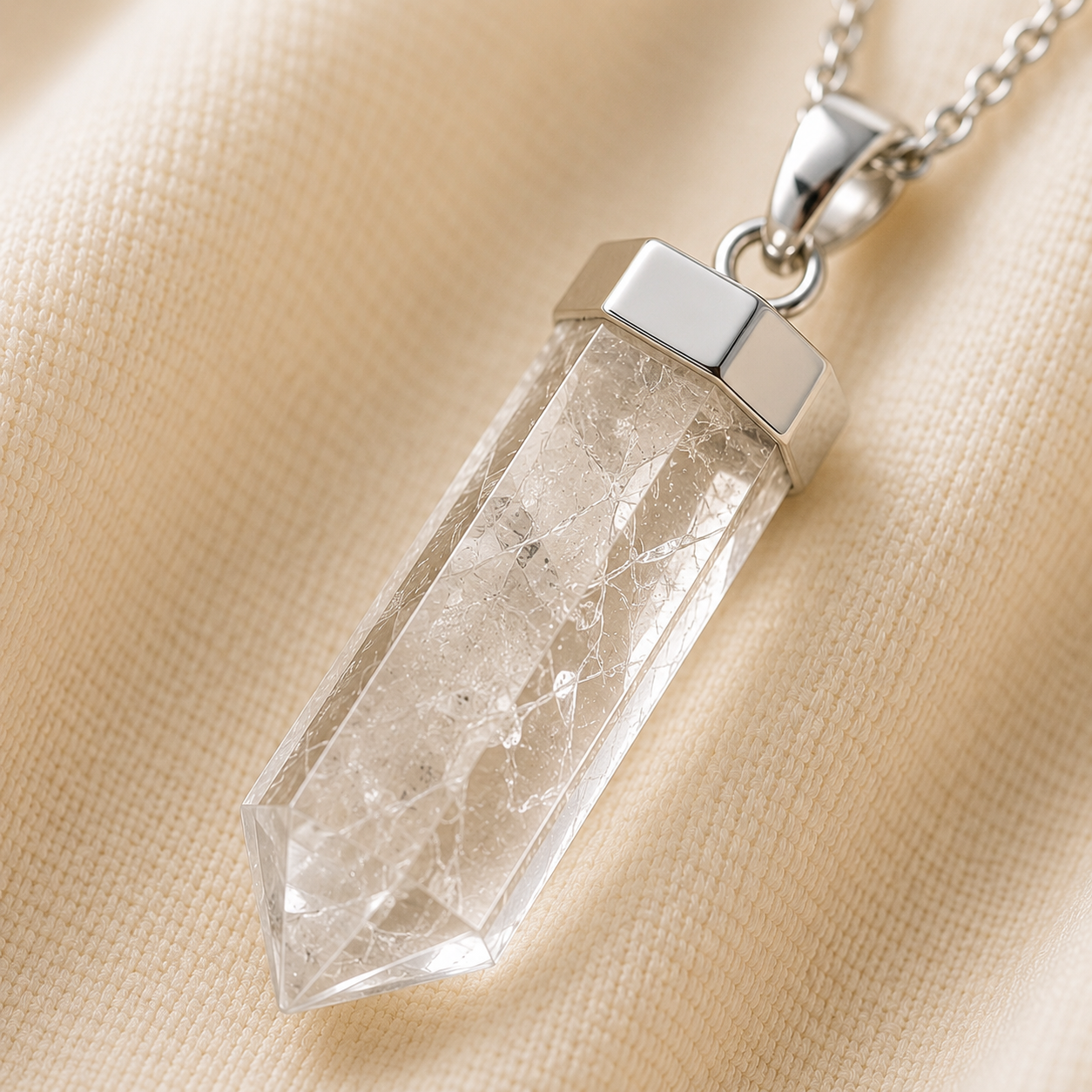 Natural Clear Quartz Pencil Pendant for Clarity