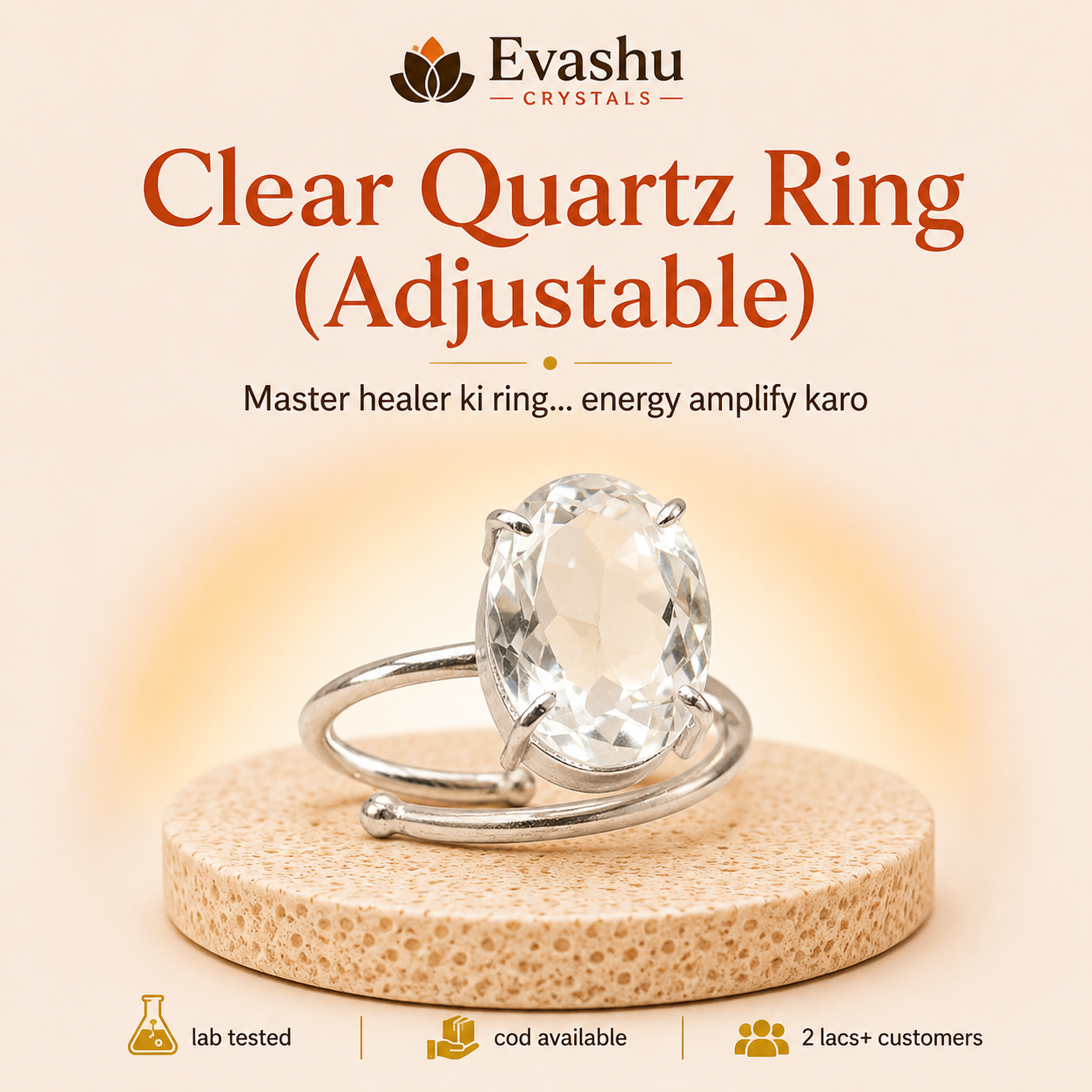 Natural Clear Quartz Ring for Clarity