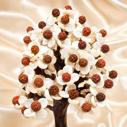 Natural Rudraksha & Gomti Chakra Crystal Tree for Protection