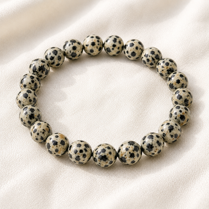 Natural Dalmatian Jasper 8mm Bracelet for Playfulness