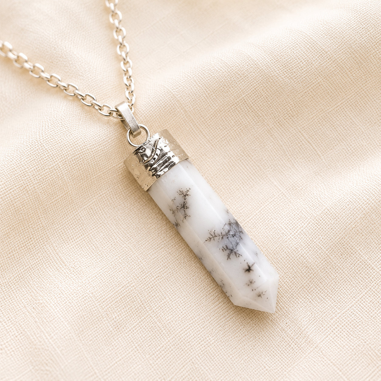 Natural Dendrite Pencil Pendant for Positive Energy