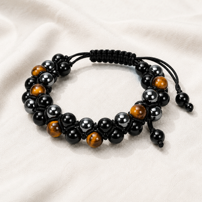 Natural Black Obsidian & Tiger Eye Bracelet for Protection