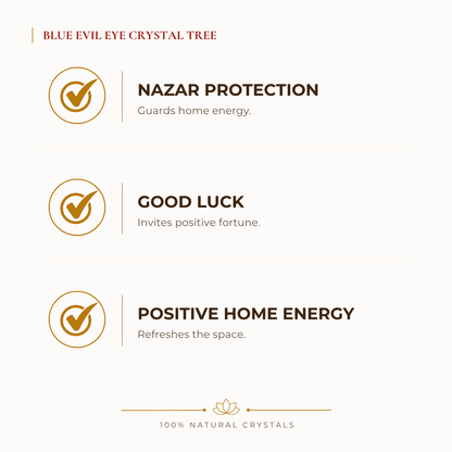 Natural Evil Eye Crystal Tree for Positivity