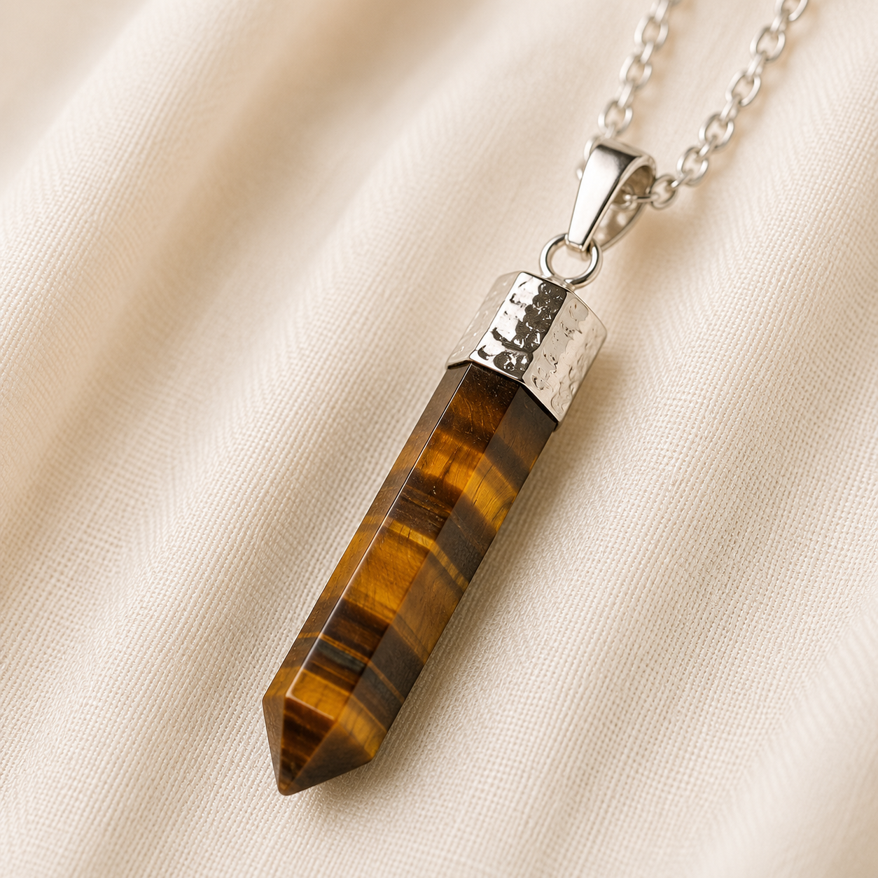Natural Tiger Eye Pencil Pendant for Confidence