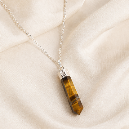 Natural Tiger Eye Pencil Pendant for Confidence