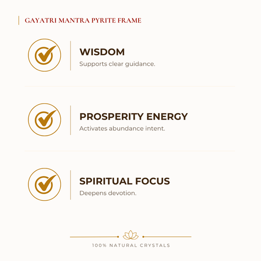 Natural Pyrite Gayatri Mantra Crystal Frame for Abundance
