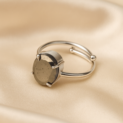 Natural Pyrite Ring for Abundance