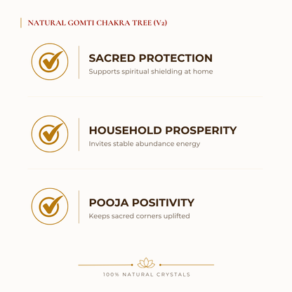 Natural Rudraksha & Gomti Chakra Crystal Tree for Protection