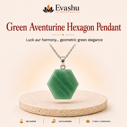 Natural Green Aventurine Hexagon Pendant for Growth
