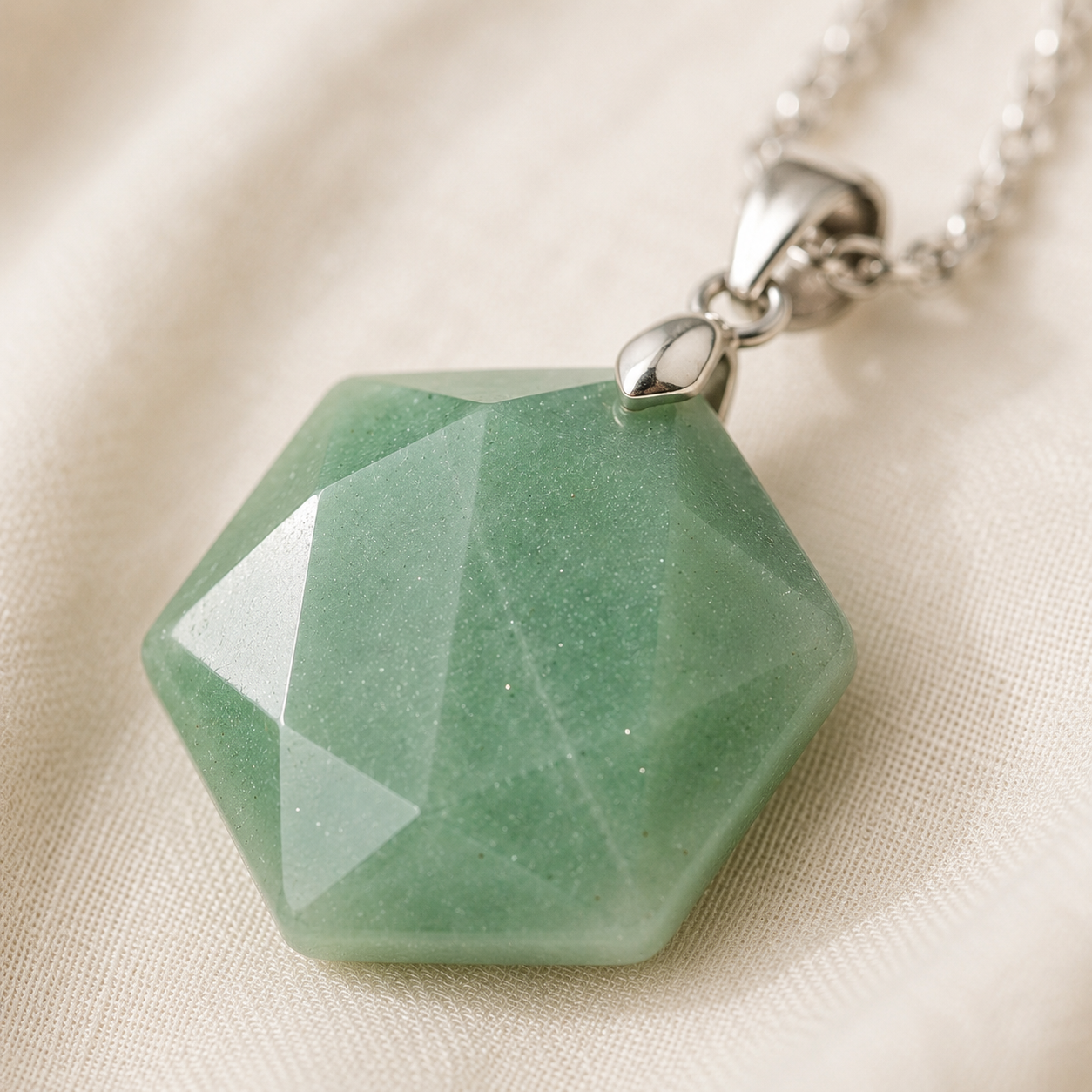 Natural Green Aventurine Hexagon Pendant for Growth