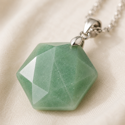 Natural Green Aventurine Hexagon Pendant for Growth