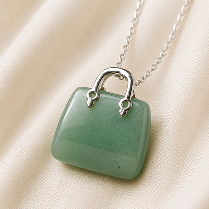 Natural Green Jade Mini Handbag Pendant for Harmony