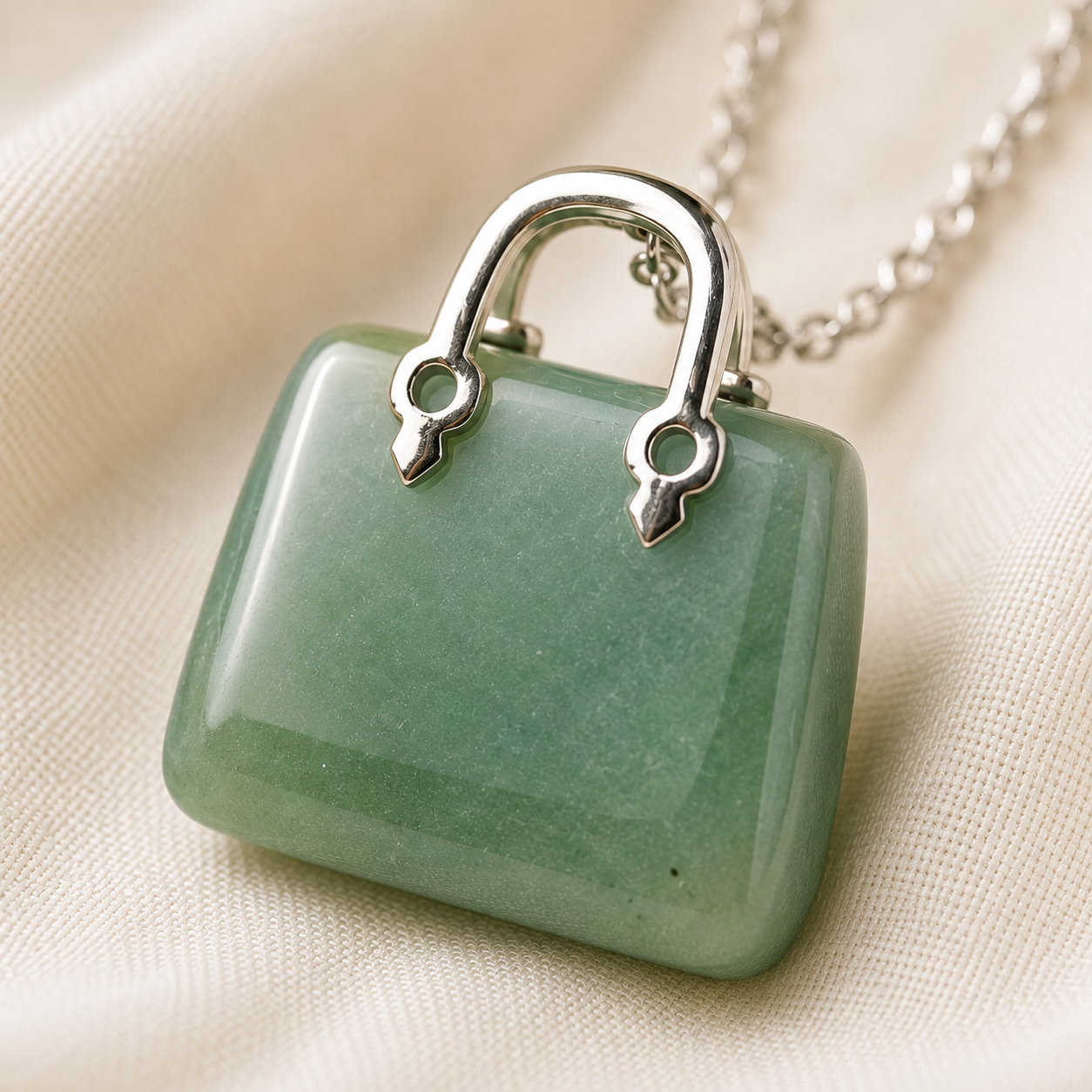 Natural Green Jade Mini Handbag Pendant for Harmony