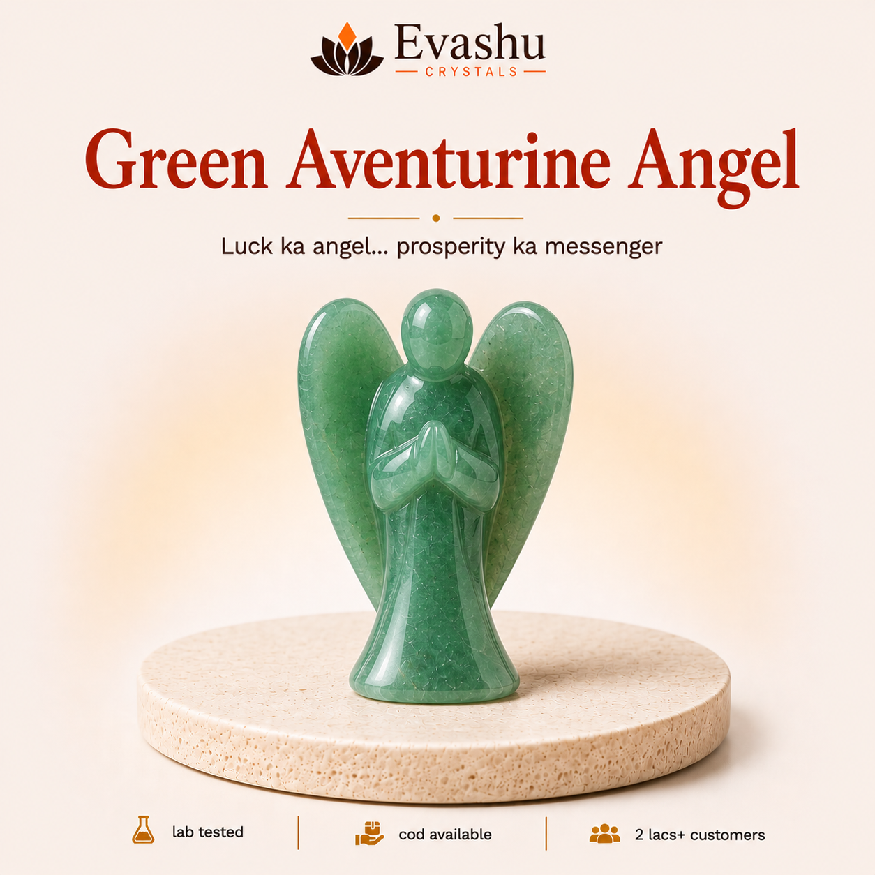 Natural Green Aventurine Angel Ring for Hope