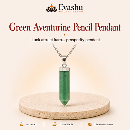 Natural Green Aventurine Pencil Pendant for Growth