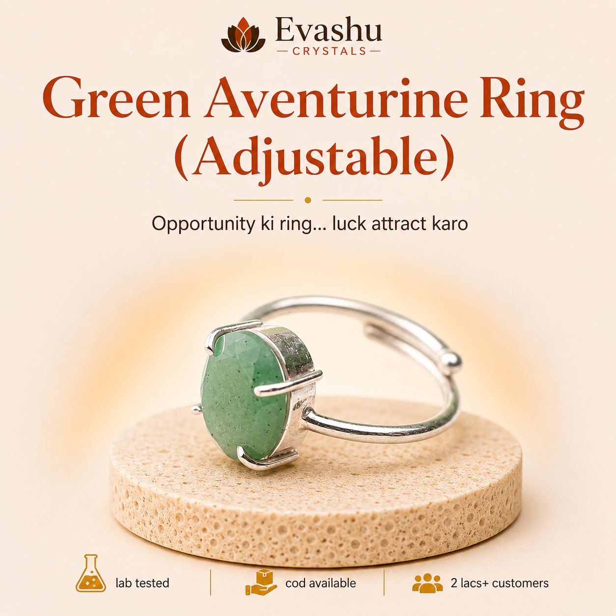 Natural Green Aventurine Ring for Growth