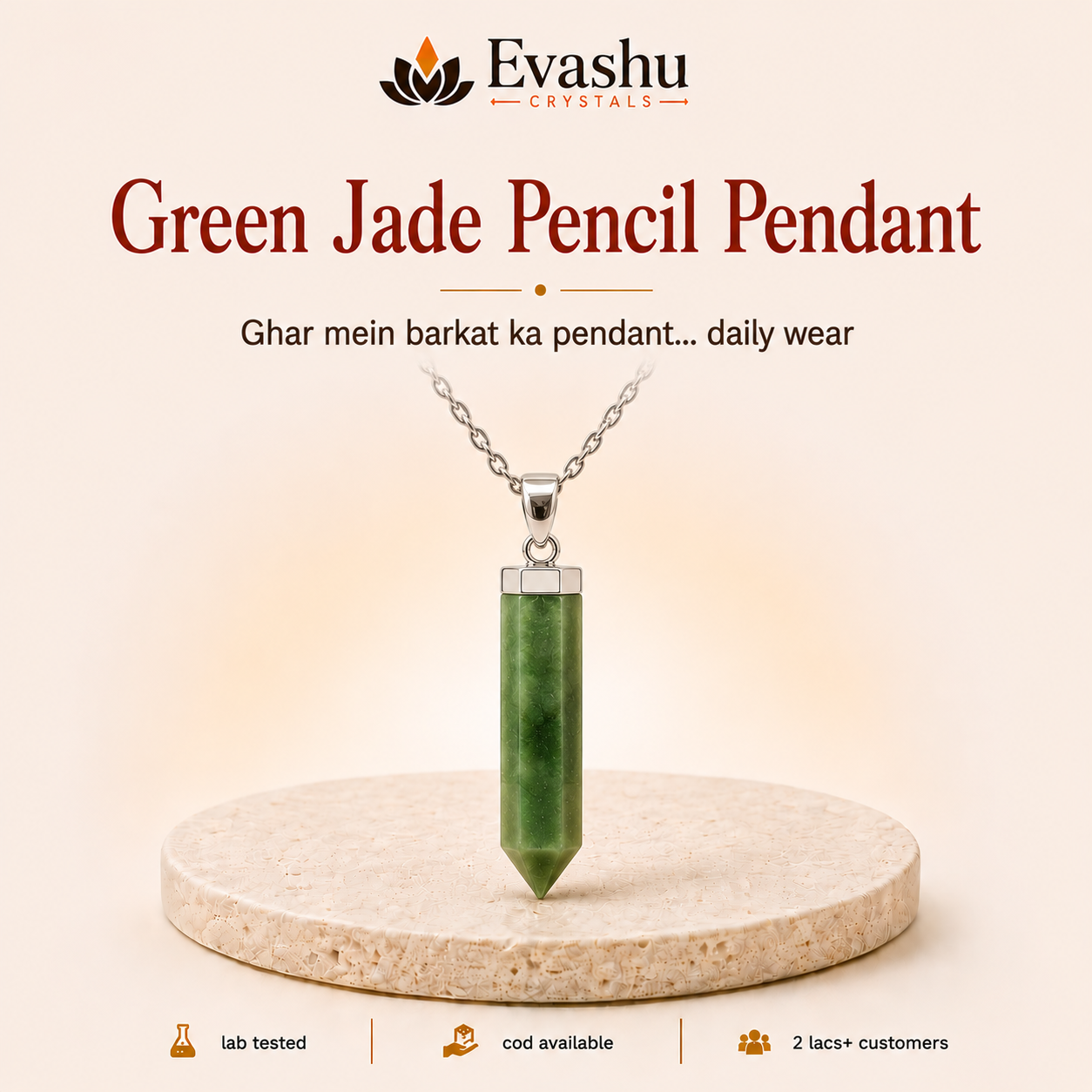 Natural Green Jade Pencil Pendant for Prosperity