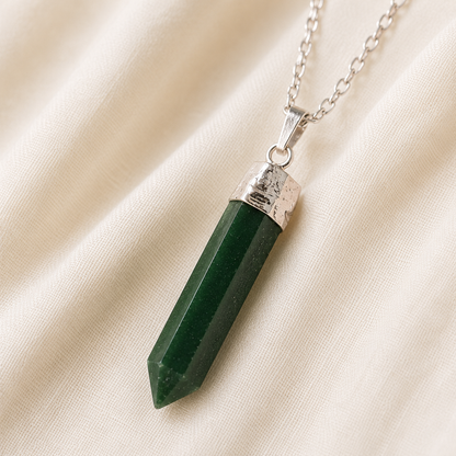 Natural Green Jade Pencil Pendant for Prosperity