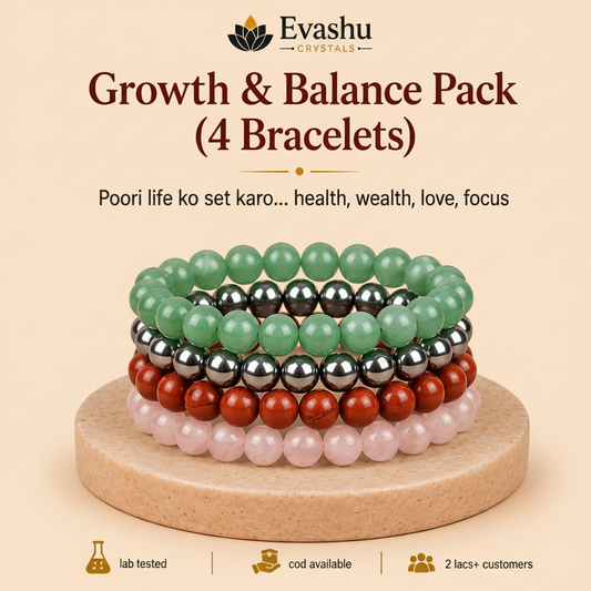 Silver Hematite, Rose Quartz, Green Aventurine & Red Jasper Bracelet Set for Grounding