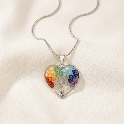 Natural 7 Chakra Heart Tree of Life Pendant for Alignment