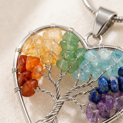Natural 7 Chakra Heart Tree of Life Pendant for Alignment