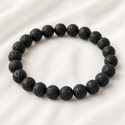 Natural Lava Stone 8mm Bracelet for Strength