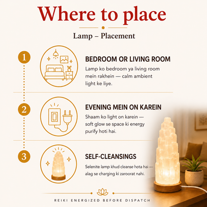 Natural Selenite Tower Crystal Lamp for Cleansing