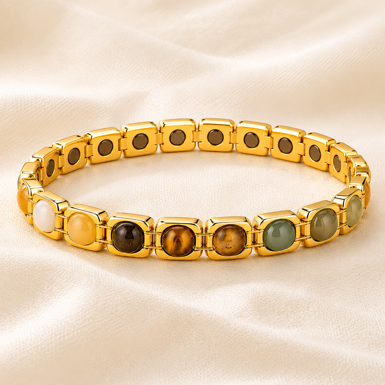 Green Aventurine, Tiger Eye, Citrine & Pyrite Bracelet for Growth